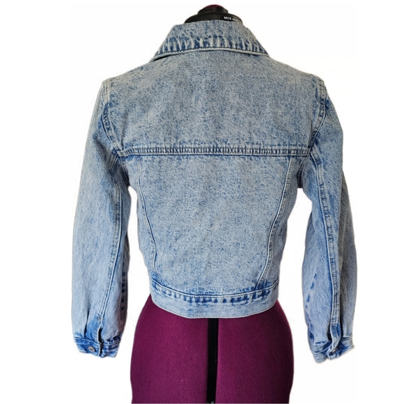 KanCan Acid Wash Blue Jean Jacket Classic Cropped Retro Style - Picture 5 of 14